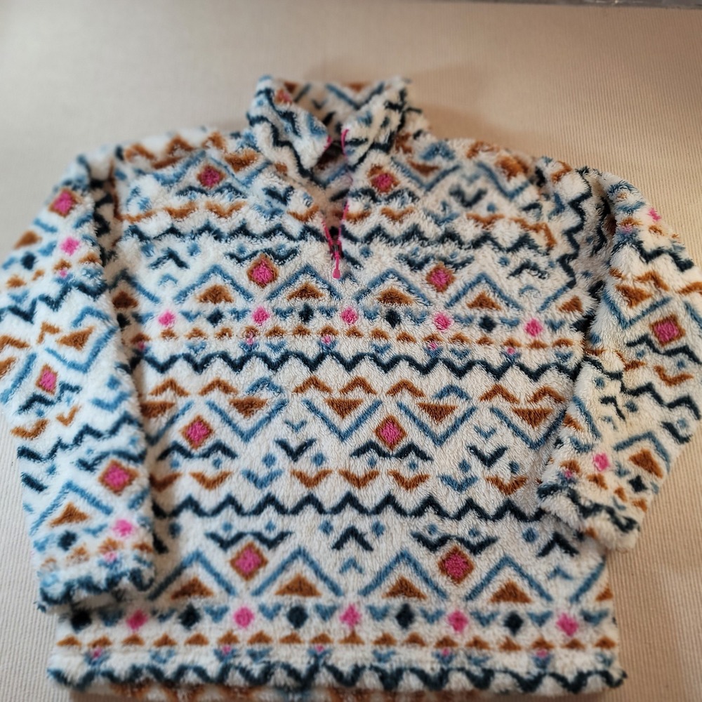 Eddie Bauer Womens L Aztec Southwest Sherpa Fleece Quarter Zip Pullover 25x26